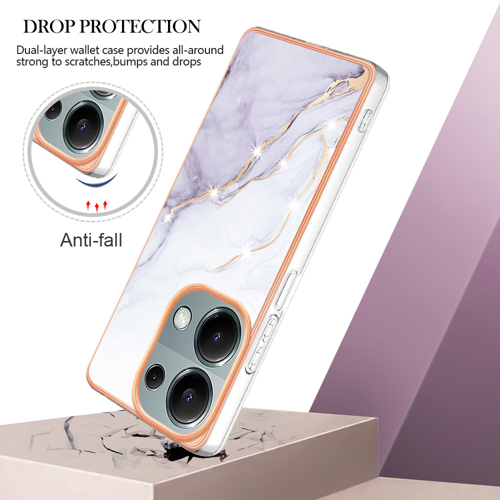 YB IMD Series-2 For Xiaomi Redmi Note 13 Pro 4G / Poco M6 Pro 4G Phone Case Marble Pattern Protective TPU Cover - White 006