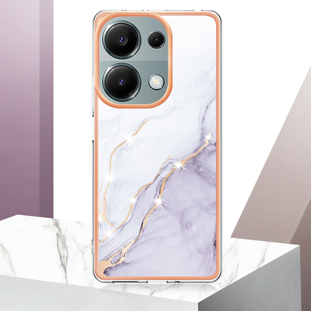 YB IMD Series-2 For Xiaomi Redmi Note 13 Pro 4G / Poco M6 Pro 4G Phone Case Marble Pattern Protective TPU Cover - White 006