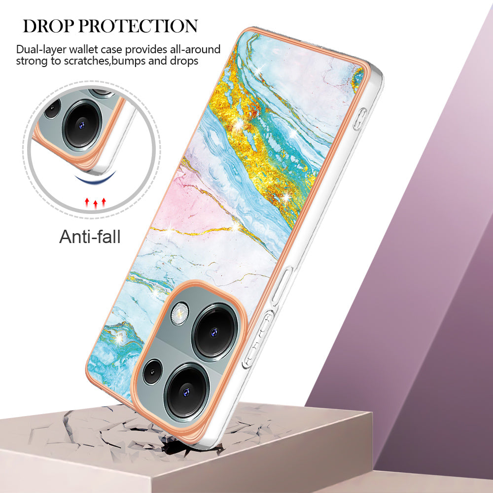 YB IMD Series-2 For Xiaomi Redmi Note 13 Pro 4G / Poco M6 Pro 4G Phone Case Marble Pattern Protective TPU Cover - Green 004