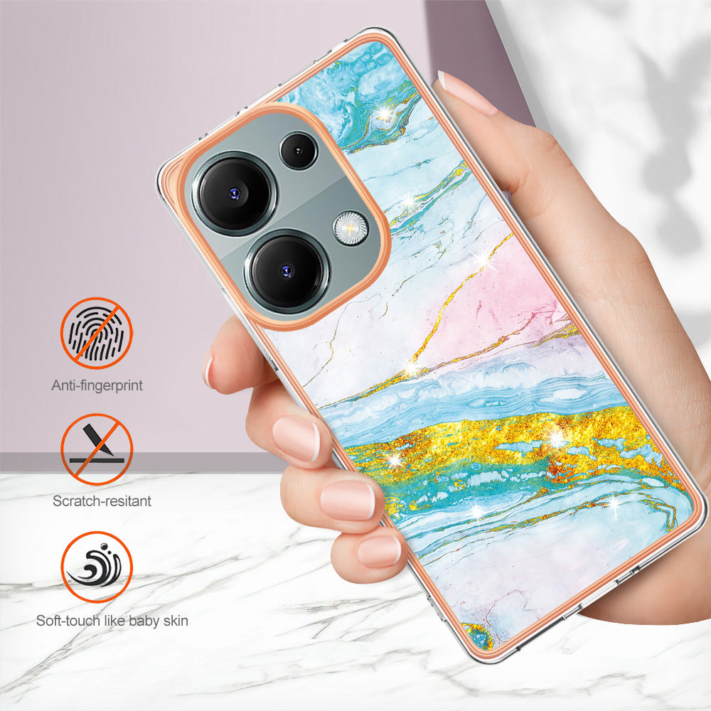 YB IMD Series-2 For Xiaomi Redmi Note 13 Pro 4G / Poco M6 Pro 4G Phone Case Marble Pattern Protective TPU Cover - Green 004