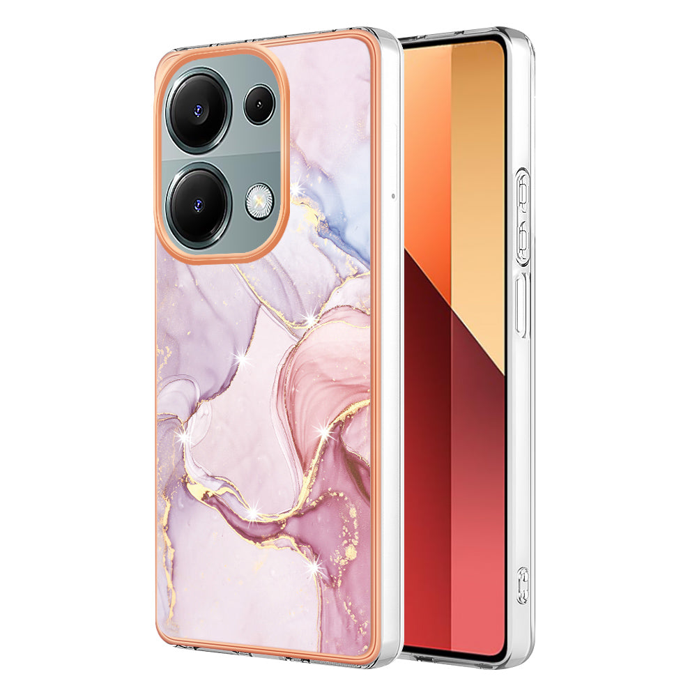 YB IMD Series-2 For Xiaomi Redmi Note 13 Pro 4G / Poco M6 Pro 4G Phone Case Marble Pattern Protective TPU Cover - Rose Gold 005