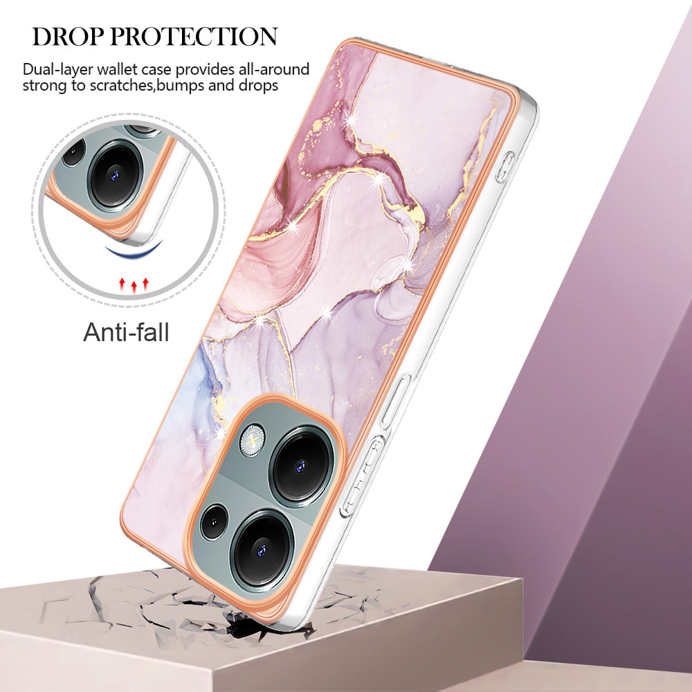 YB IMD Series-2 For Xiaomi Redmi Note 13 Pro 4G / Poco M6 Pro 4G Phone Case Marble Pattern Protective TPU Cover - Rose Gold 005