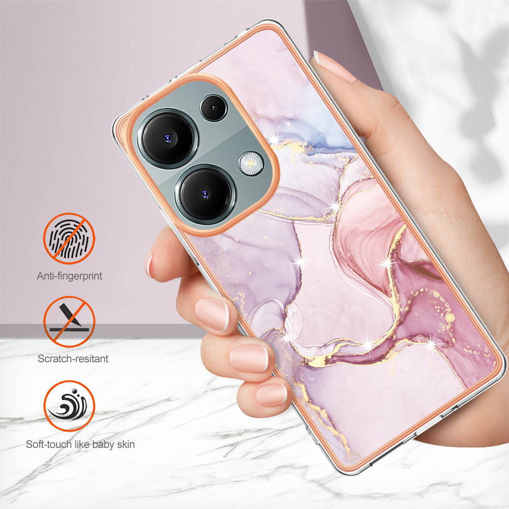 YB IMD Series-2 For Xiaomi Redmi Note 13 Pro 4G / Poco M6 Pro 4G Phone Case Marble Pattern Protective TPU Cover - Rose Gold 005