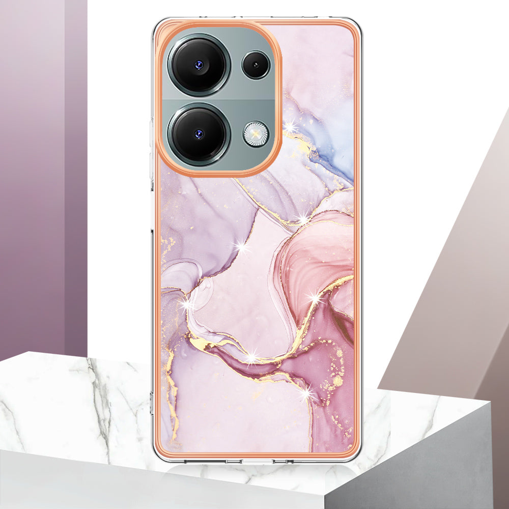 YB IMD Series-2 For Xiaomi Redmi Note 13 Pro 4G / Poco M6 Pro 4G Phone Case Marble Pattern Protective TPU Cover - Rose Gold 005