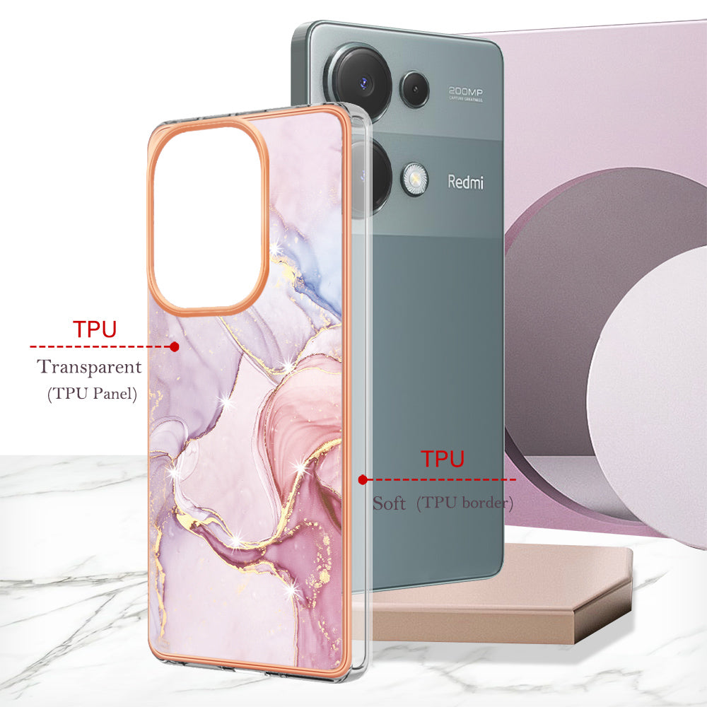 YB IMD Series-2 For Xiaomi Redmi Note 13 Pro 4G / Poco M6 Pro 4G Phone Case Marble Pattern Protective TPU Cover - Rose Gold 005