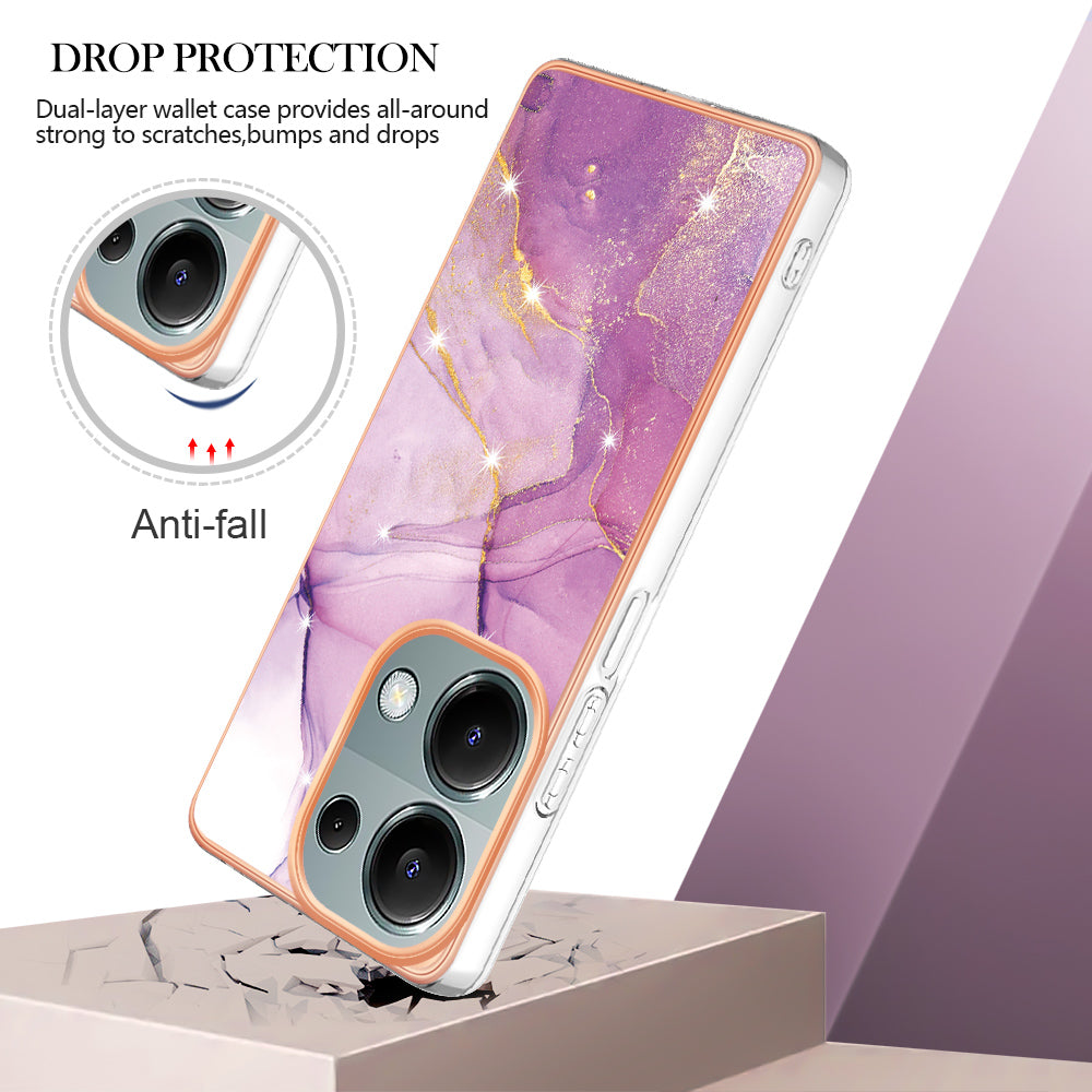 YB IMD Series-2 For Xiaomi Redmi Note 13 Pro 4G / Poco M6 Pro 4G Phone Case Marble Pattern Protective TPU Cover - Purple 001