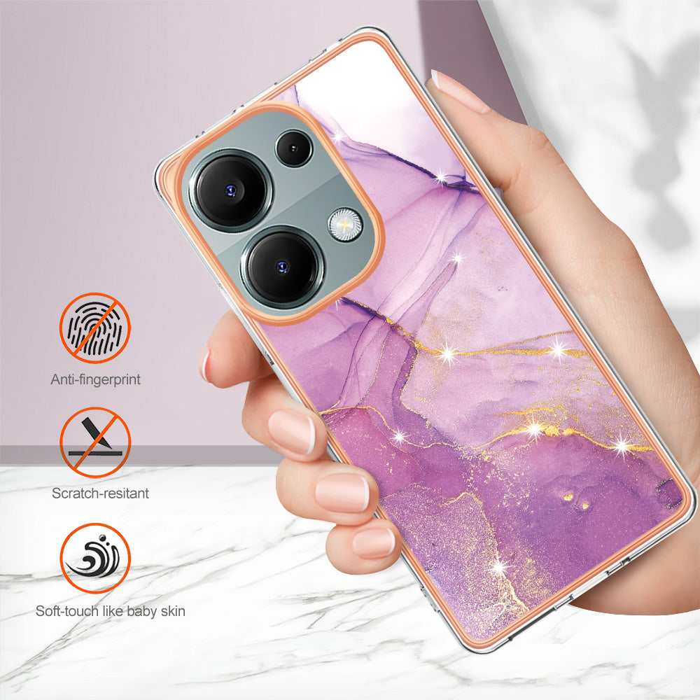 YB IMD Series-2 For Xiaomi Redmi Note 13 Pro 4G / Poco M6 Pro 4G Phone Case Marble Pattern Protective TPU Cover - Purple 001