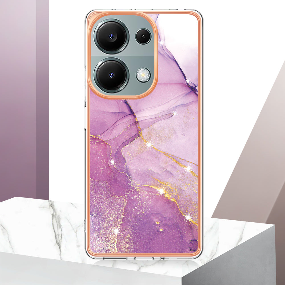 YB IMD Series-2 For Xiaomi Redmi Note 13 Pro 4G / Poco M6 Pro 4G Phone Case Marble Pattern Protective TPU Cover - Purple 001