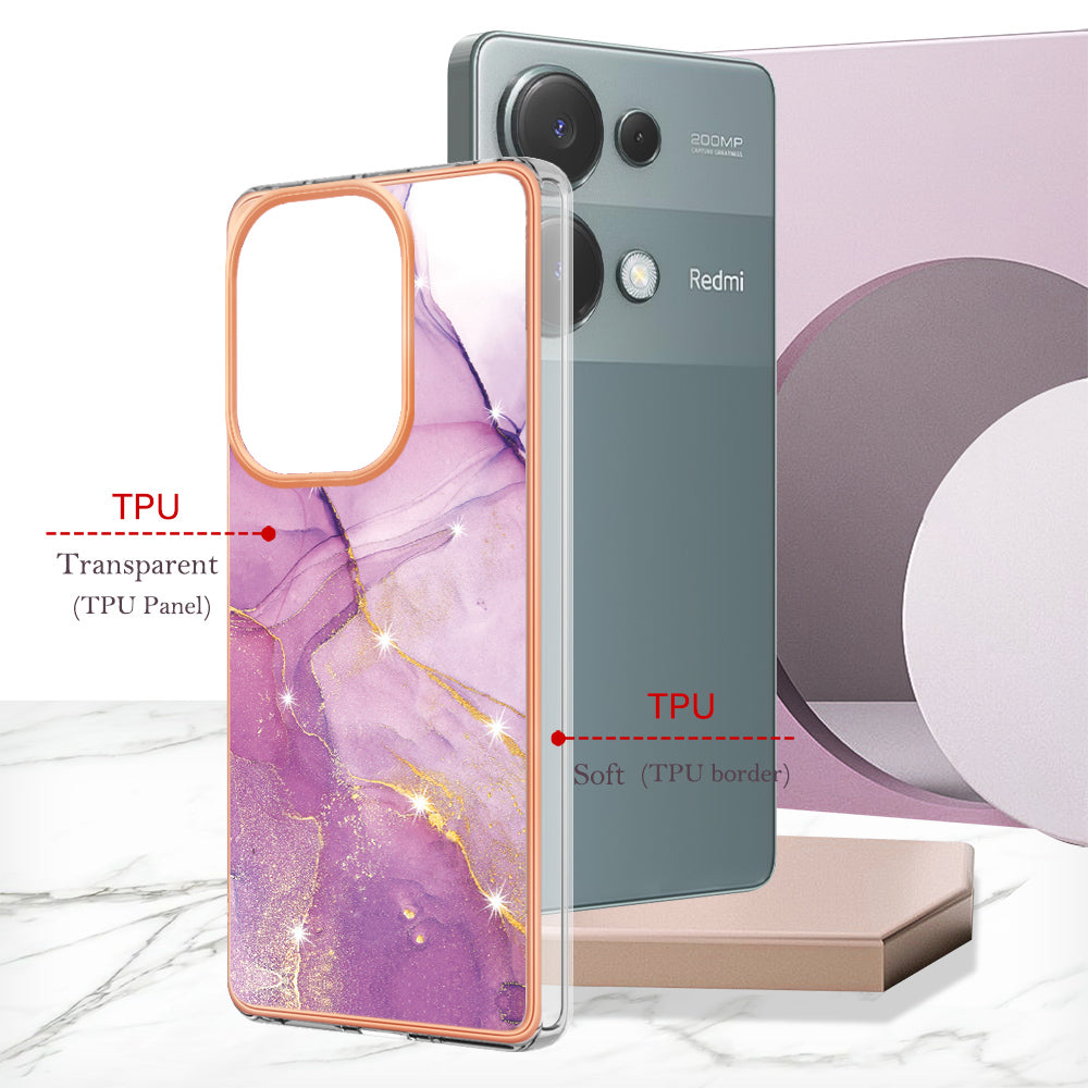 YB IMD Series-2 For Xiaomi Redmi Note 13 Pro 4G / Poco M6 Pro 4G Phone Case Marble Pattern Protective TPU Cover - Purple 001