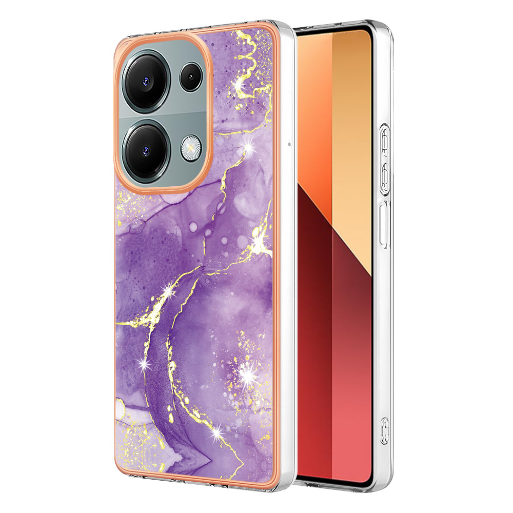 YB IMD Series-2 For Xiaomi Redmi Note 13 Pro 4G / Poco M6 Pro 4G Phone Case Marble Pattern Protective TPU Cover - Purple 002