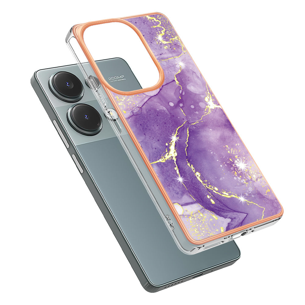 YB IMD Series-2 For Xiaomi Redmi Note 13 Pro 4G / Poco M6 Pro 4G Phone Case Marble Pattern Protective TPU Cover - Purple 002