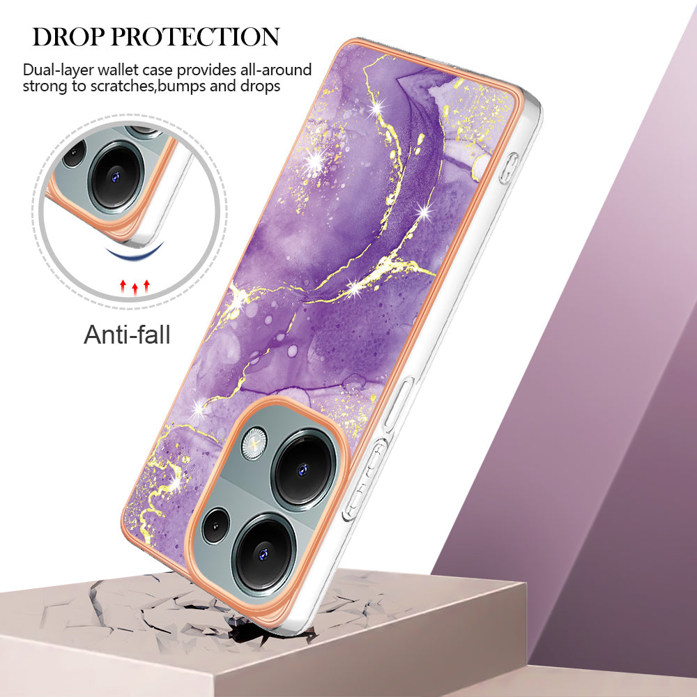 YB IMD Series-2 For Xiaomi Redmi Note 13 Pro 4G / Poco M6 Pro 4G Phone Case Marble Pattern Protective TPU Cover - Purple 002