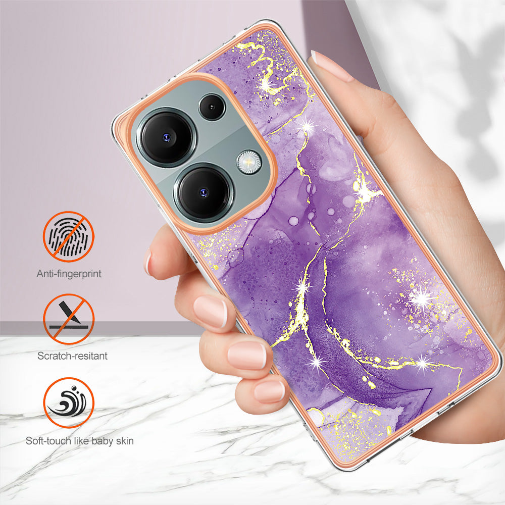 YB IMD Series-2 For Xiaomi Redmi Note 13 Pro 4G / Poco M6 Pro 4G Phone Case Marble Pattern Protective TPU Cover - Purple 002