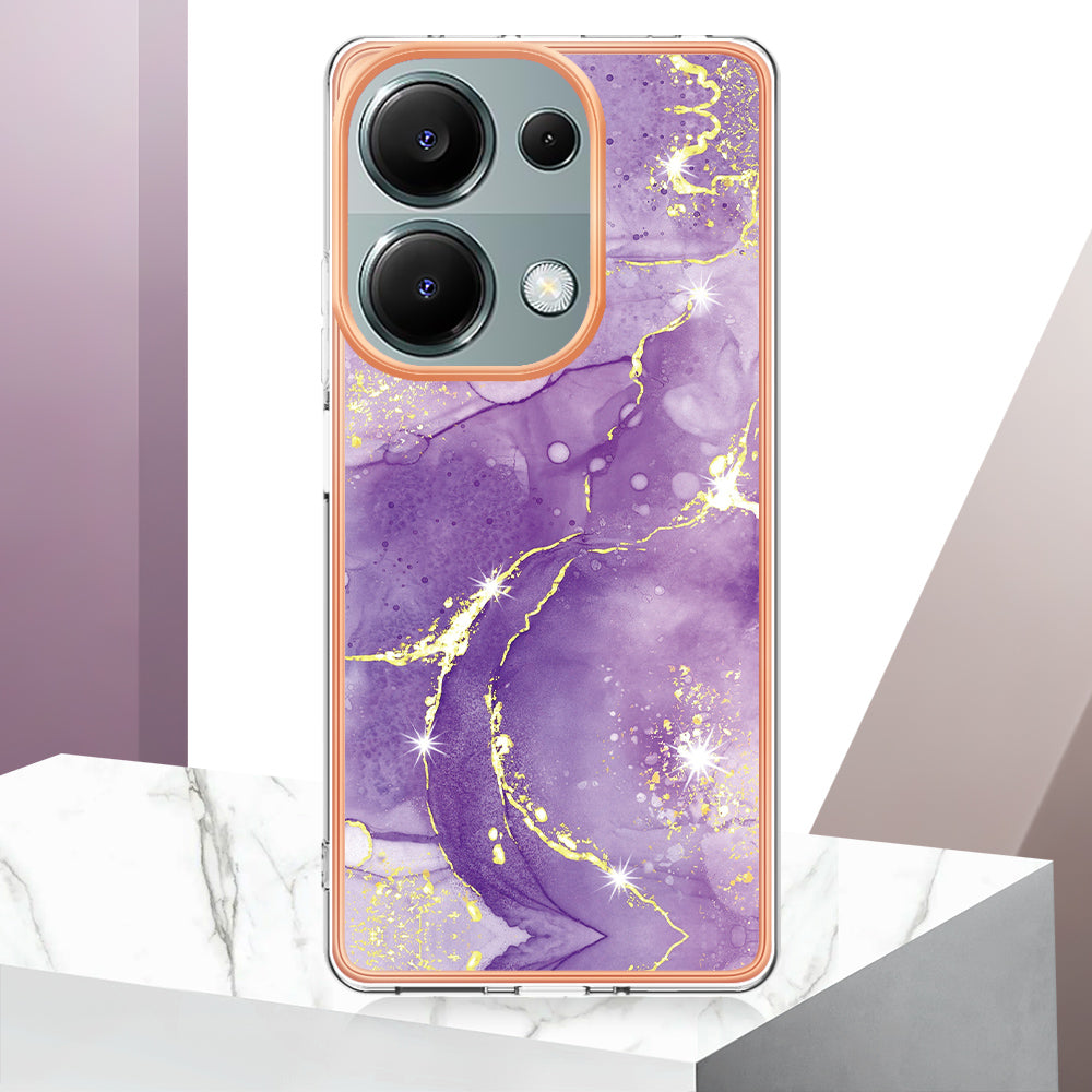 YB IMD Series-2 For Xiaomi Redmi Note 13 Pro 4G / Poco M6 Pro 4G Phone Case Marble Pattern Protective TPU Cover - Purple 002