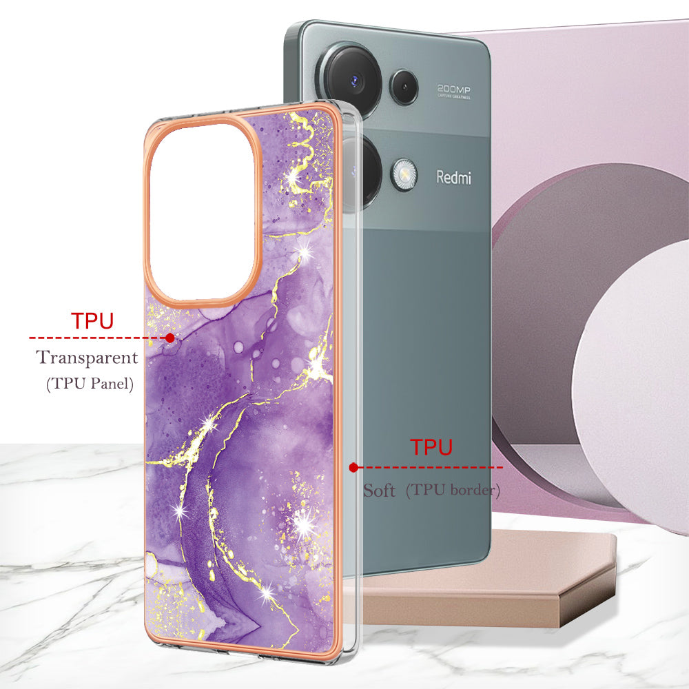 YB IMD Series-2 For Xiaomi Redmi Note 13 Pro 4G / Poco M6 Pro 4G Phone Case Marble Pattern Protective TPU Cover - Purple 002