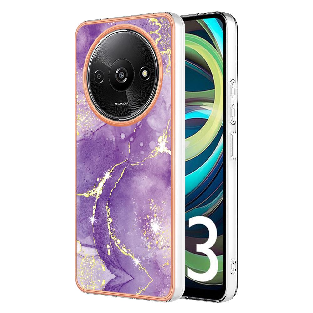 YB IMD Series-2 For Xiaomi Redmi A3 / Poco C61 4G Case Marble Pattern IMD TPU Phone Cover - Purple 002