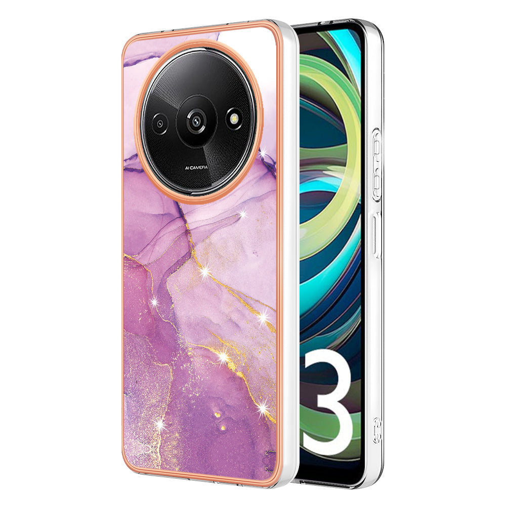 YB IMD Series-2 For Xiaomi Redmi A3 / Poco C61 4G Case Marble Pattern IMD TPU Phone Cover - Purple 001