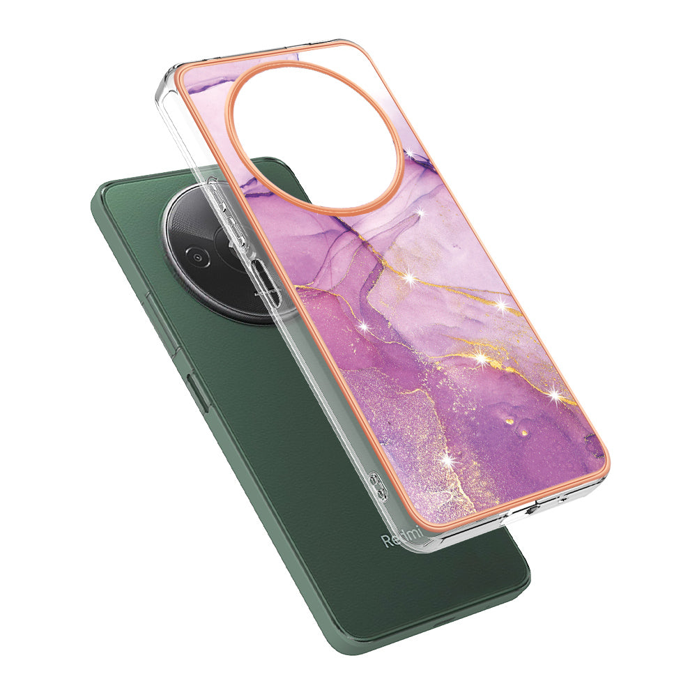 YB IMD Series-2 For Xiaomi Redmi A3 / Poco C61 4G Case Marble Pattern IMD TPU Phone Cover - Purple 001