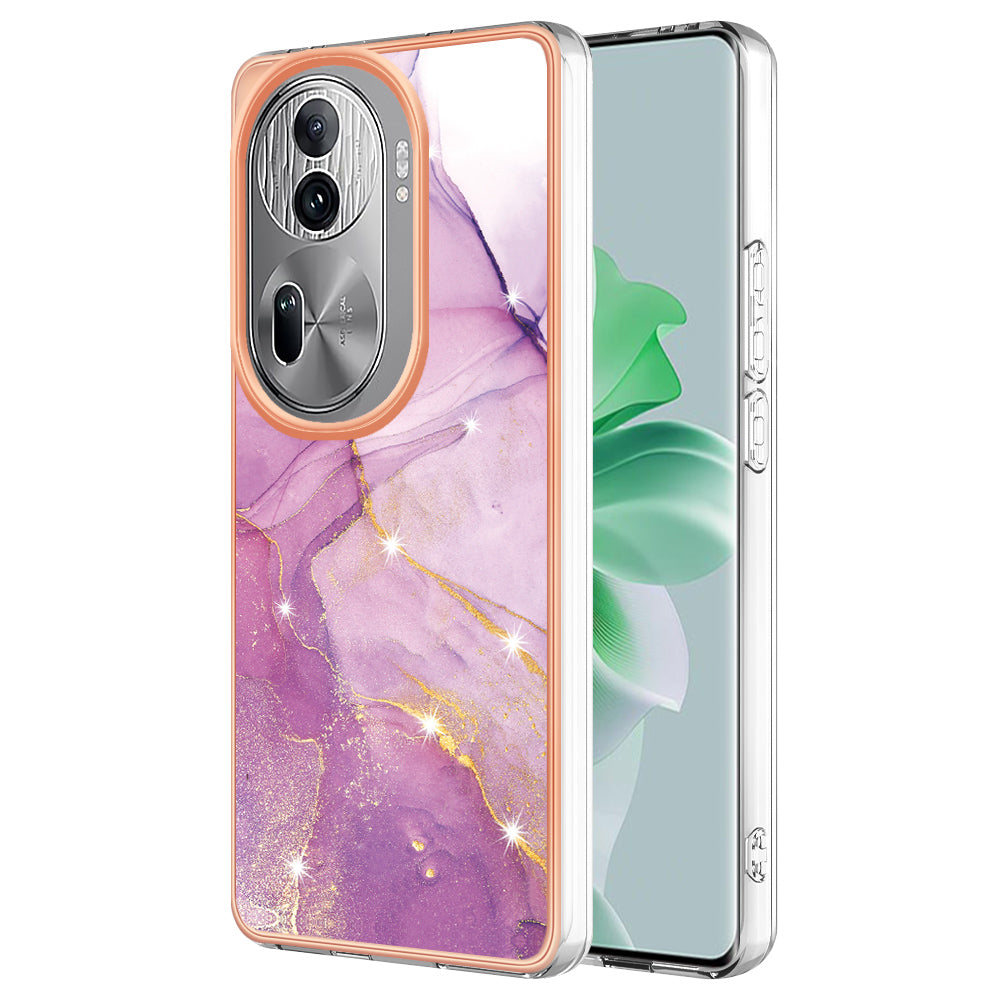 YB IMD Series-2 For Oppo Reno11 Pro 5G (Global) Cover Marble Pattern TPU Anti-drop Phone Shell - Purple 001