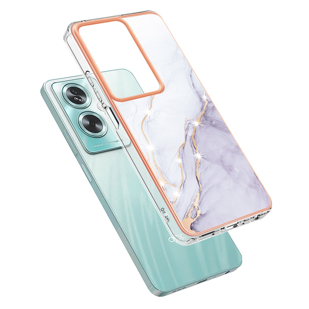 YB IMD Series-2 For Oppo A79 5G / A2 5G Case IMD Marble Pattern Electroplating TPU Cover - White 006