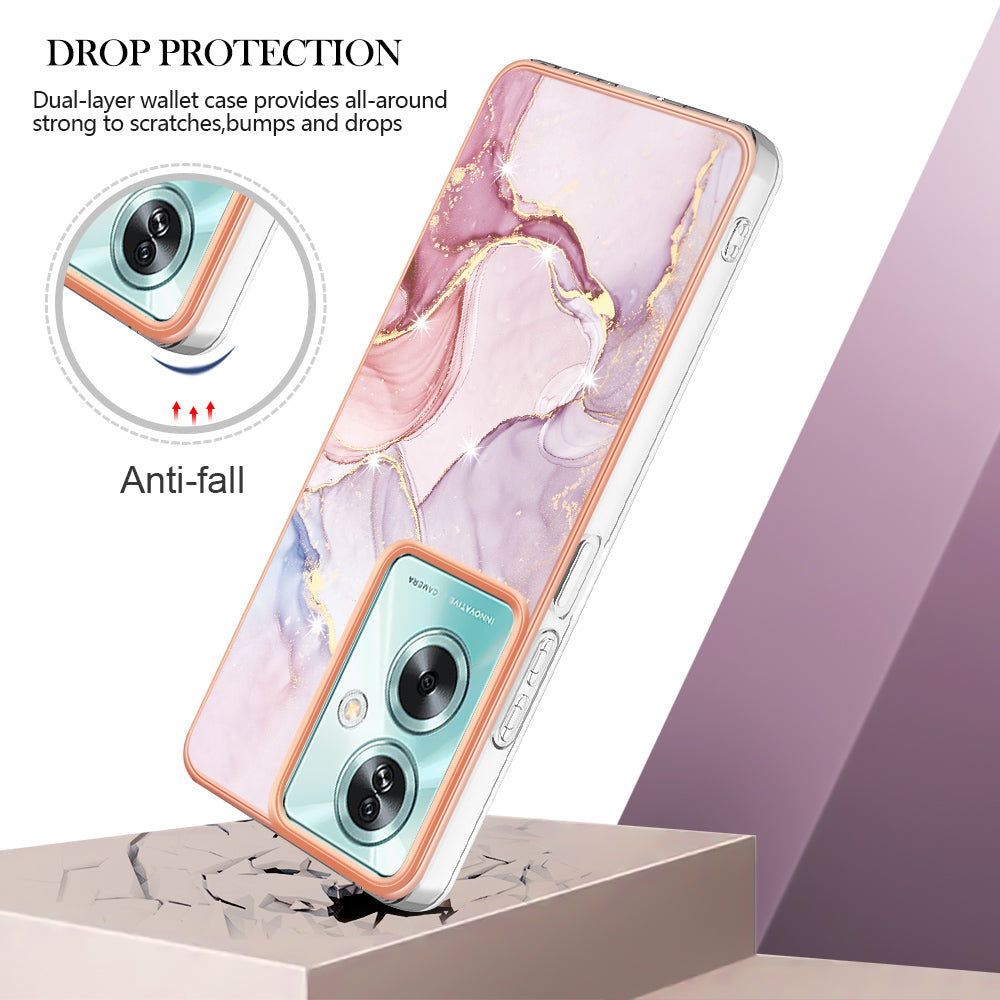 YB IMD Series-2 For Oppo A79 5G / A2 5G Case IMD Marble Pattern Electroplating TPU Cover - Rose Gold 005