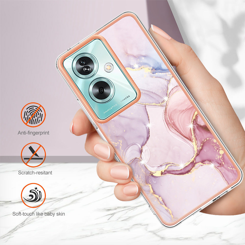 YB IMD Series-2 For Oppo A79 5G / A2 5G Case IMD Marble Pattern Electroplating TPU Cover - Rose Gold 005