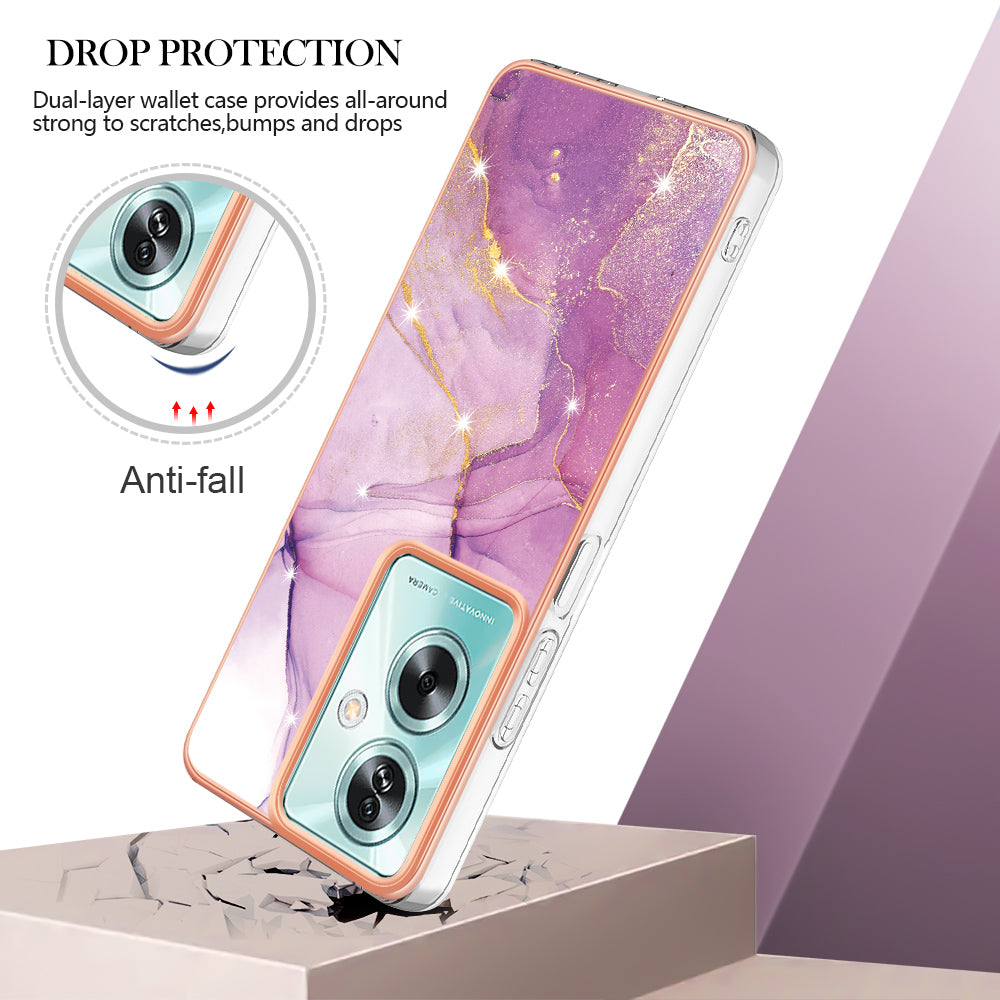 YB IMD Series-2 For Oppo A79 5G / A2 5G Case IMD Marble Pattern Electroplating TPU Cover - Purple 001