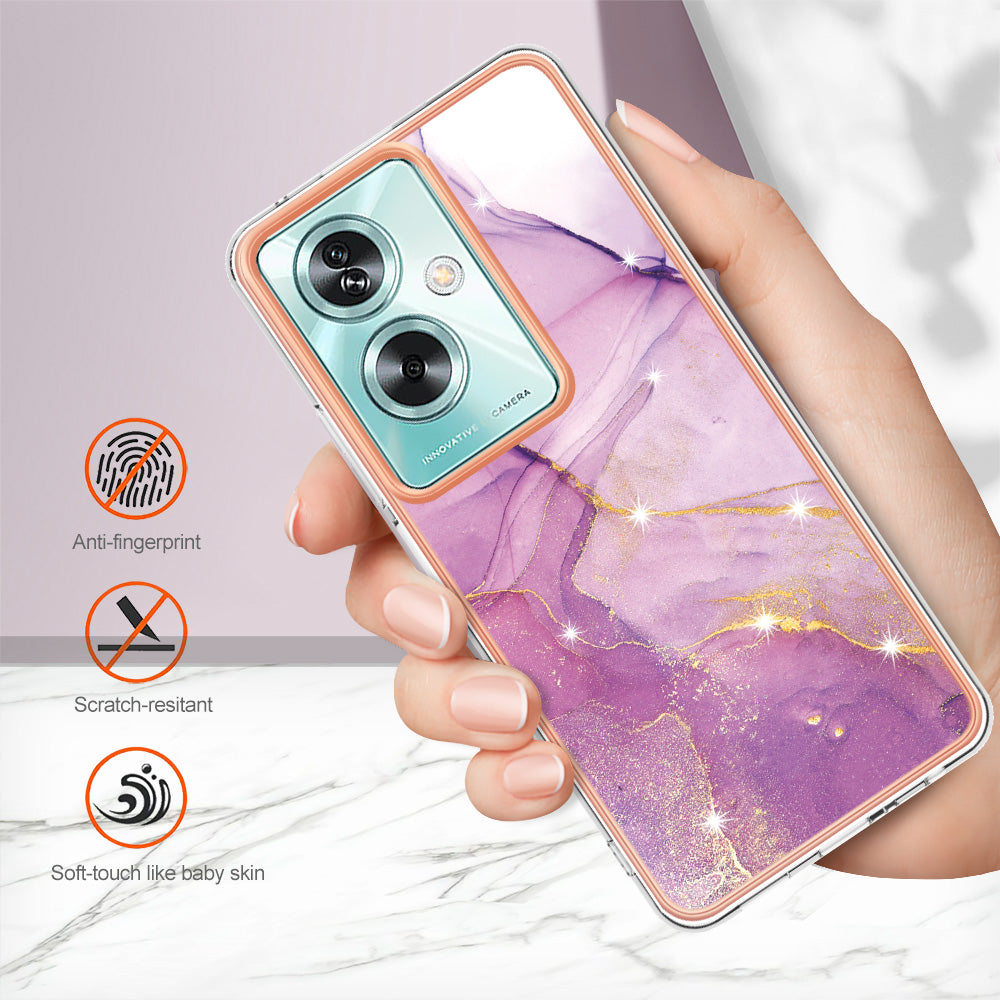 YB IMD Series-2 For Oppo A79 5G / A2 5G Case IMD Marble Pattern Electroplating TPU Cover - Purple 001