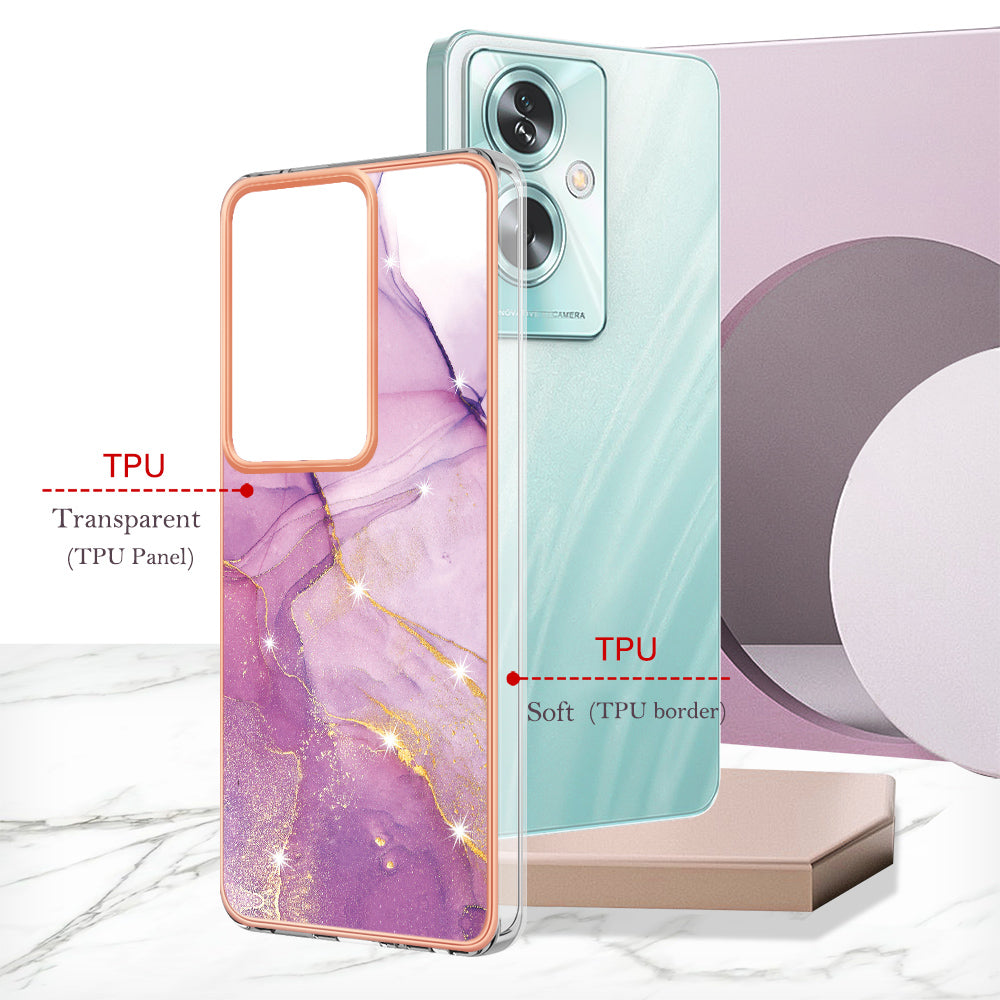 YB IMD Series-2 For Oppo A79 5G / A2 5G Case IMD Marble Pattern Electroplating TPU Cover - Purple 001