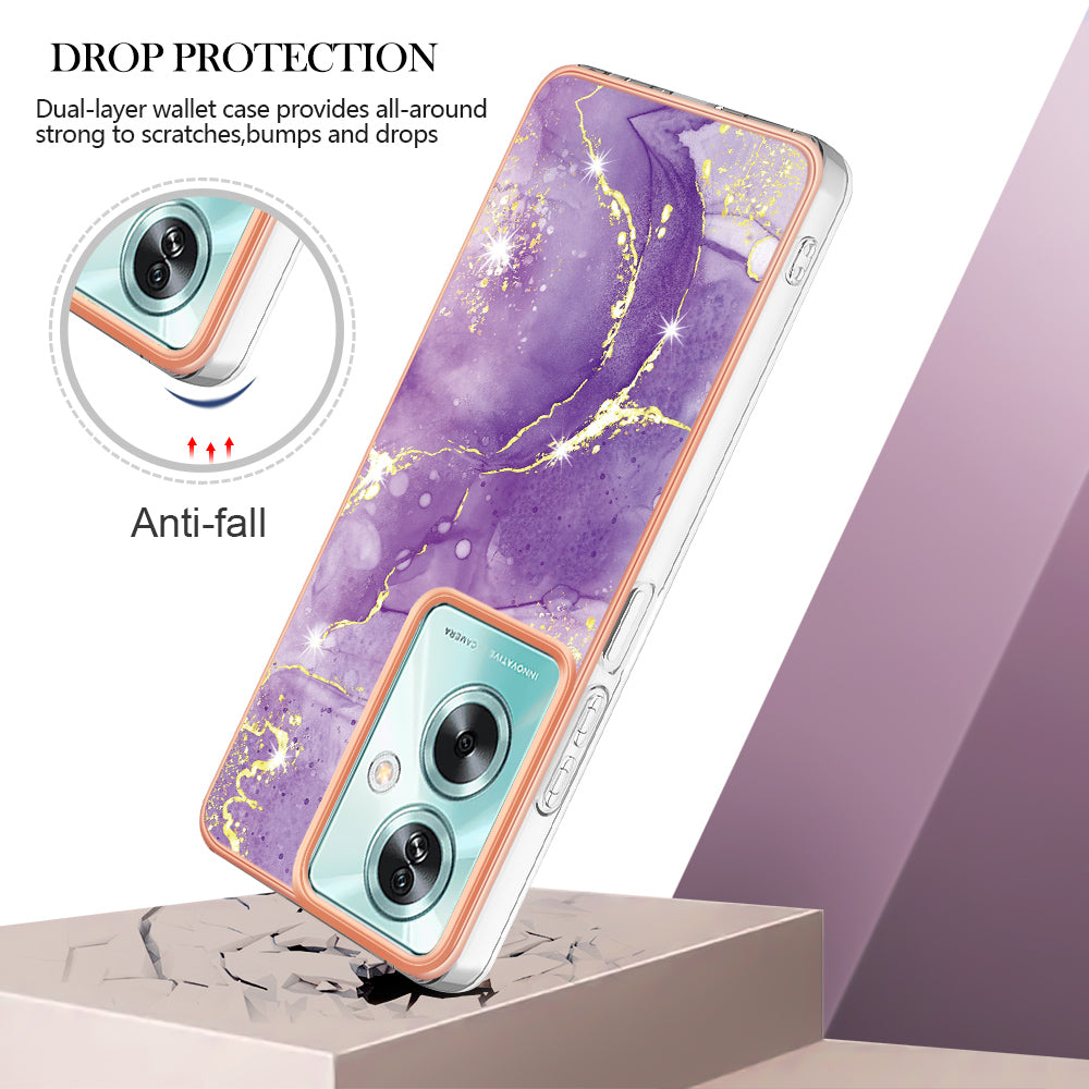 YB IMD Series-2 For Oppo A79 5G / A2 5G Case IMD Marble Pattern Electroplating TPU Cover - Purple 002