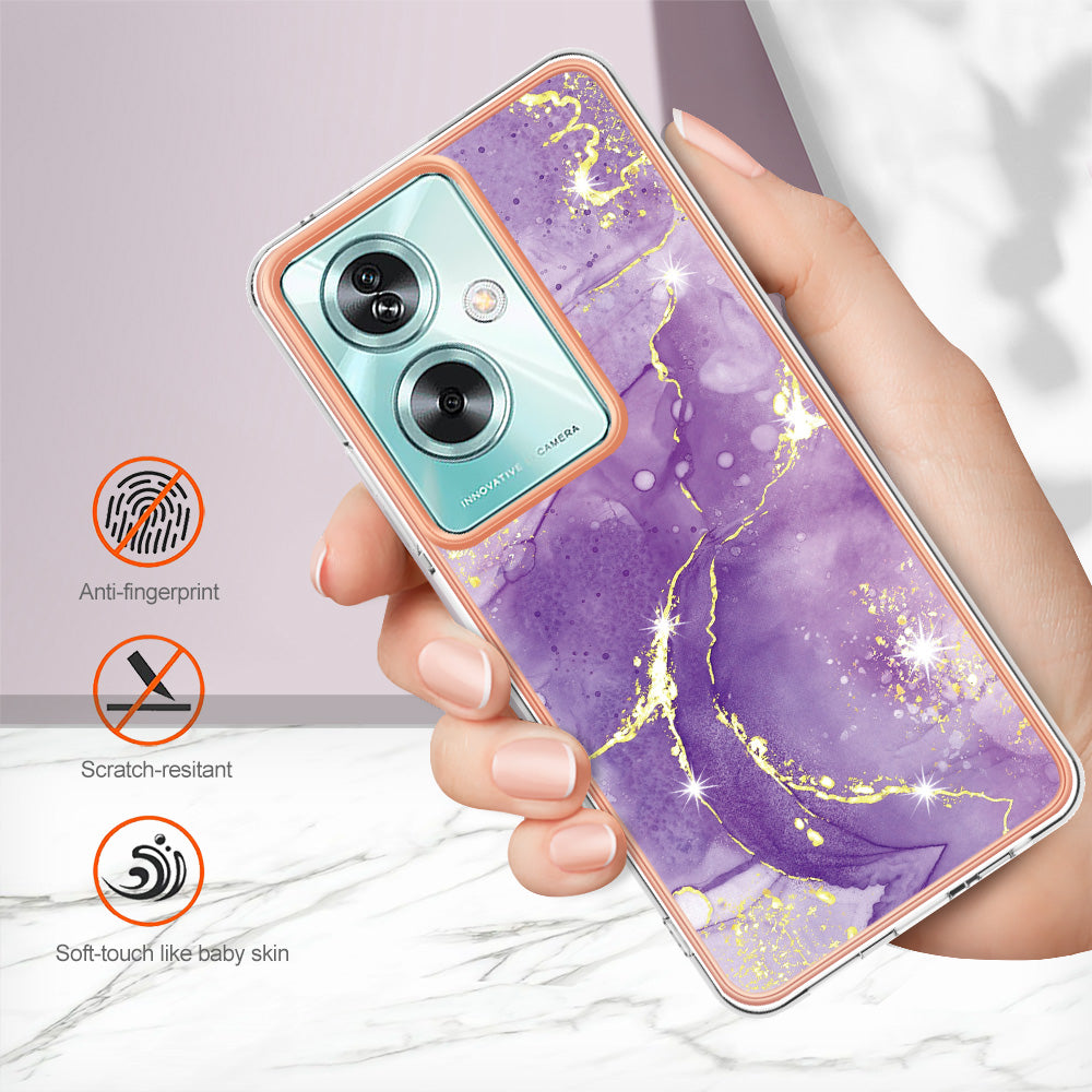 YB IMD Series-2 For Oppo A79 5G / A2 5G Case IMD Marble Pattern Electroplating TPU Cover - Purple 002