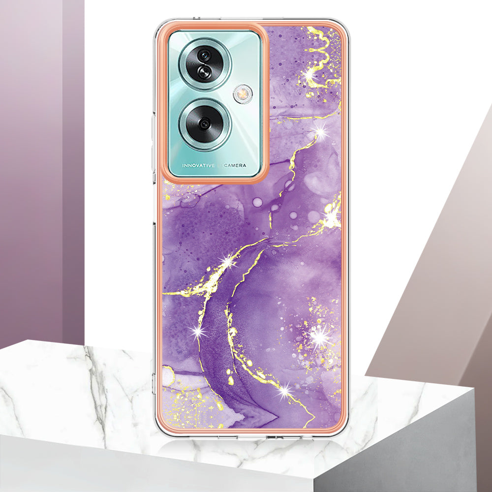 YB IMD Series-2 For Oppo A79 5G / A2 5G Case IMD Marble Pattern Electroplating TPU Cover - Purple 002