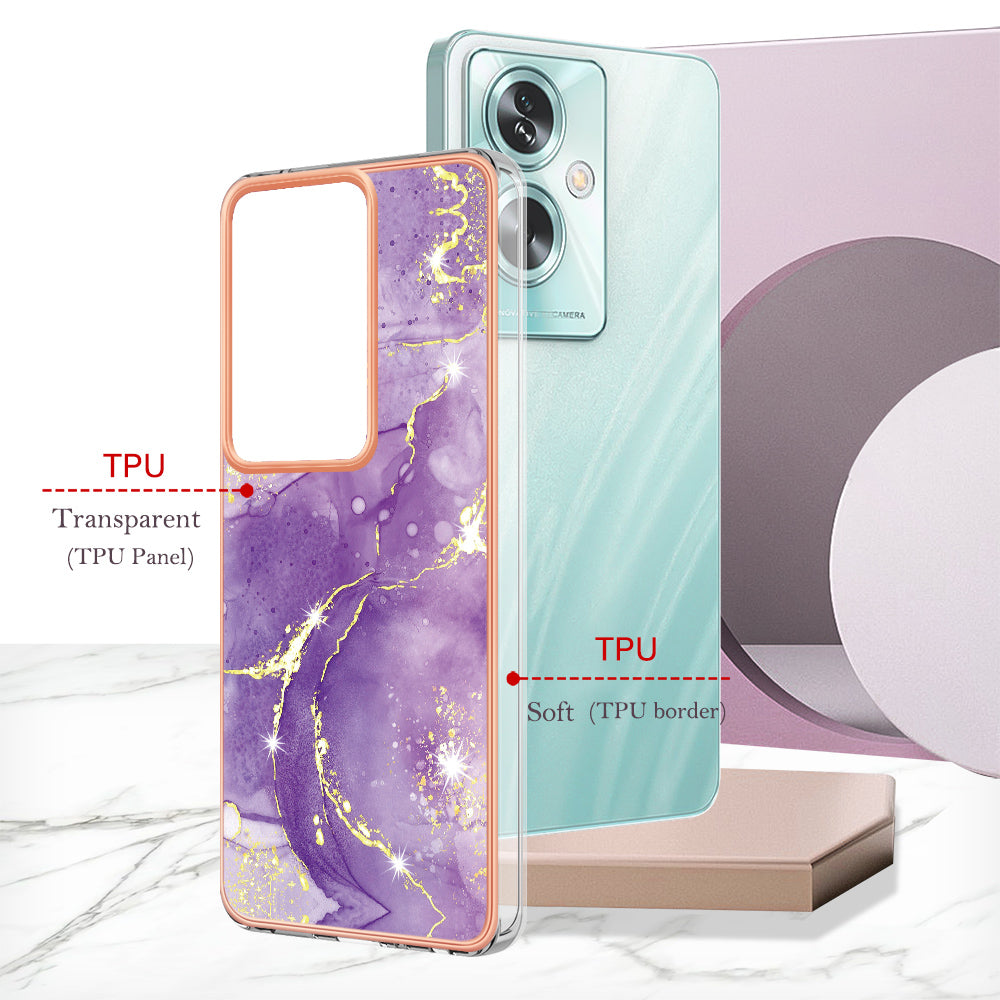 YB IMD Series-2 For Oppo A79 5G / A2 5G Case IMD Marble Pattern Electroplating TPU Cover - Purple 002