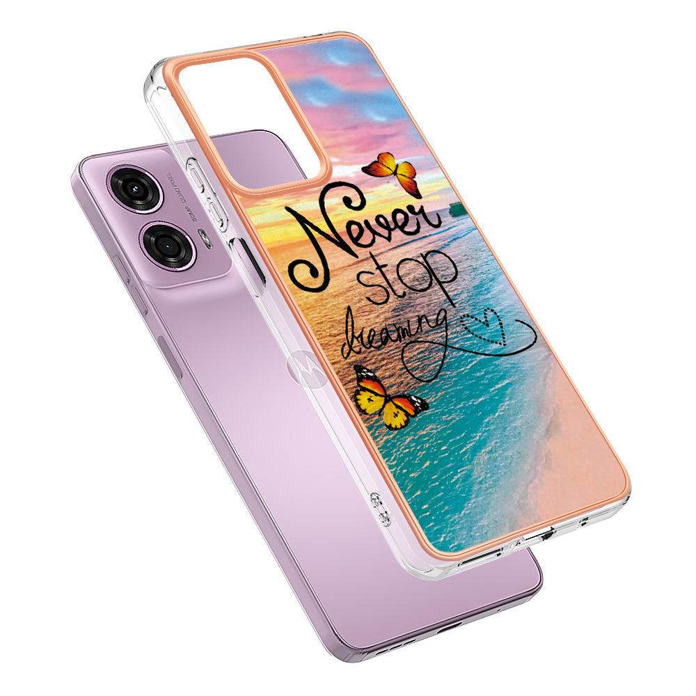 YB IMD Series-1 For Motorola Moto G04 4G / G24 4G Case Soft TPU Electroplating Phone Cover - Never Stop Dreaming