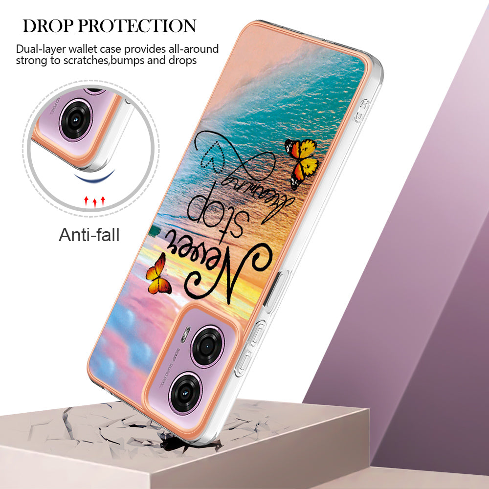 YB IMD Series-1 For Motorola Moto G04 4G / G24 4G Case Soft TPU Electroplating Phone Cover - Never Stop Dreaming