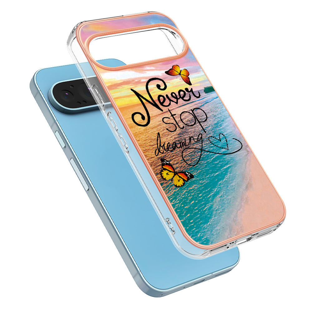 YB IMD Series-1 For Google Pixel 9 Pro Soft TPU Case Electroplating Slim Phone Cover - Never Stop Dreaming