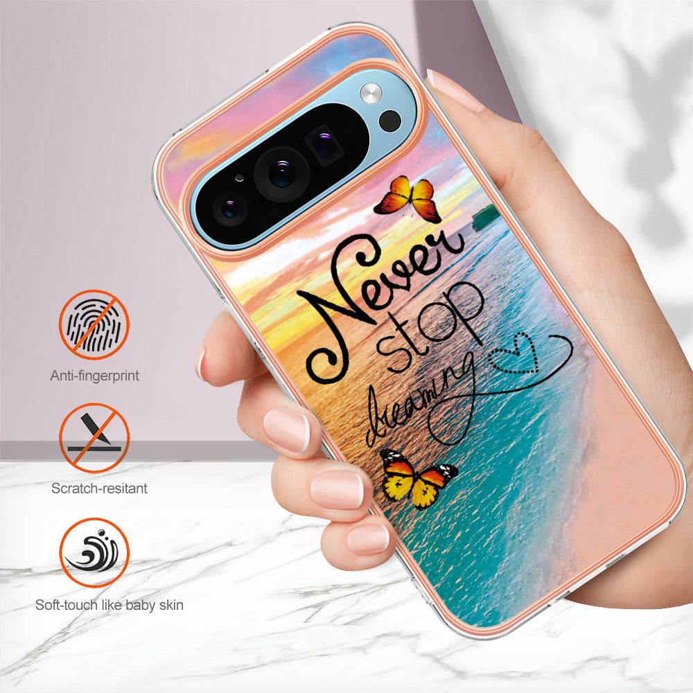 YB IMD Series-1 For Google Pixel 9 Pro Soft TPU Case Electroplating Slim Phone Cover - Never Stop Dreaming
