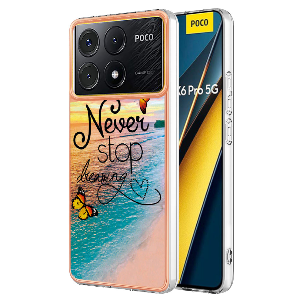 YB IMD Series-1 For Xiaomi Poco X6 Pro 5G / Redmi K70E 5G Electroplated Case with Marble Pattern - Never Stop Dreaming