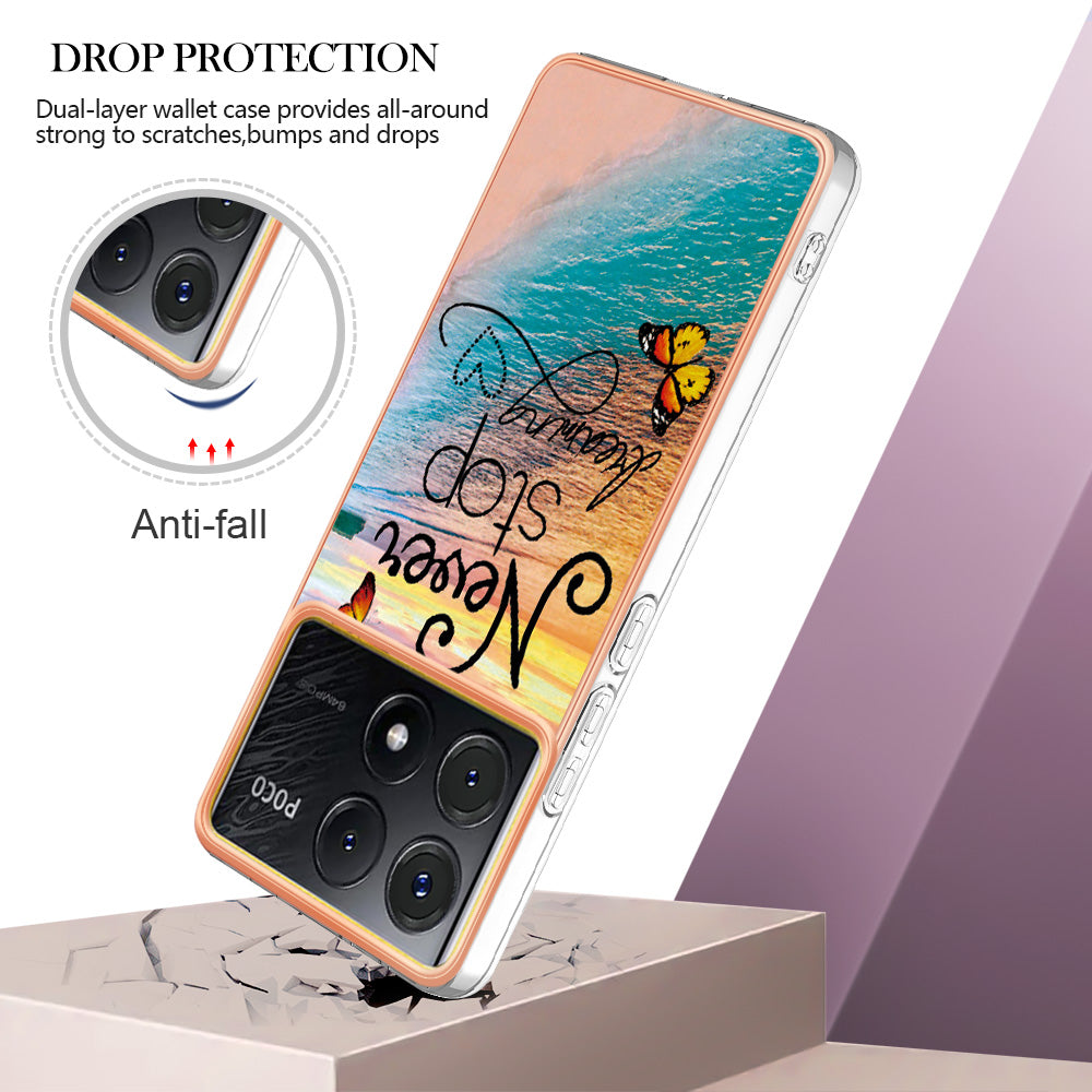 YB IMD Series-1 For Xiaomi Poco X6 Pro 5G / Redmi K70E 5G Electroplated Case with Marble Pattern - Never Stop Dreaming