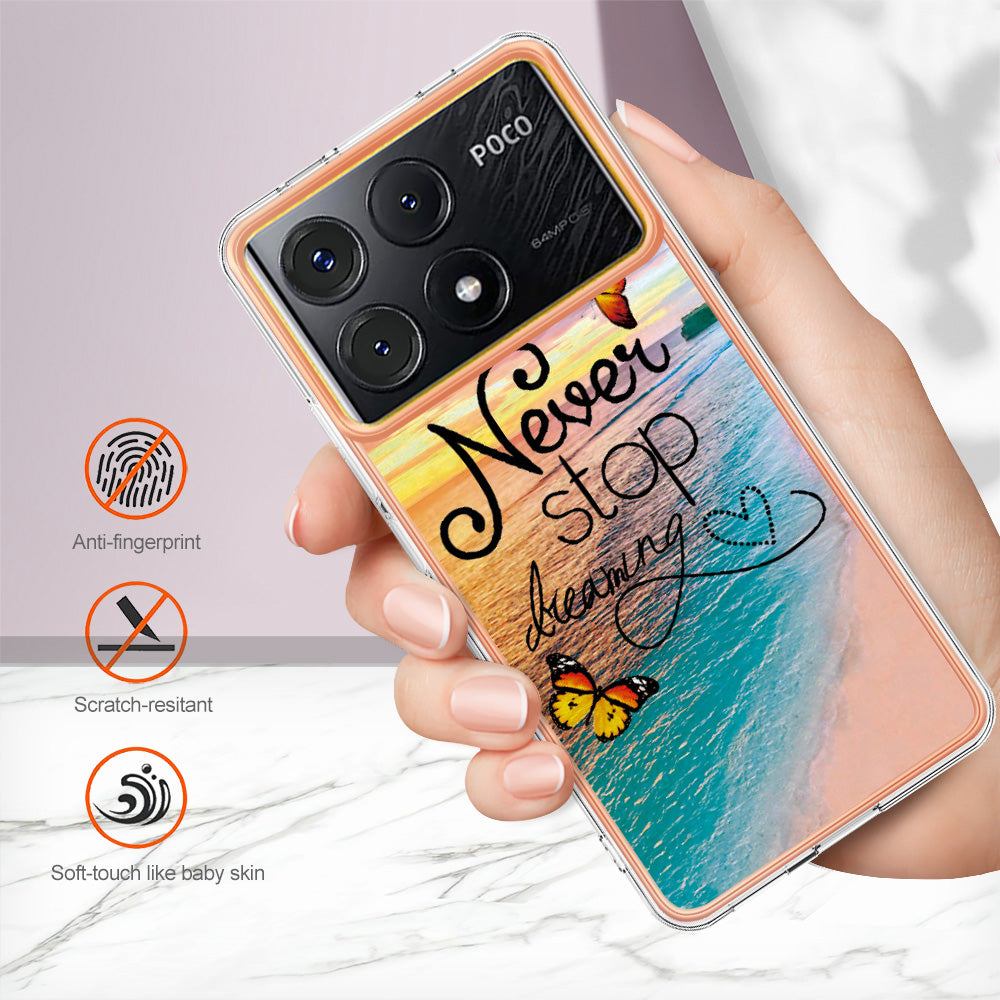 YB IMD Series-1 For Xiaomi Poco X6 Pro 5G / Redmi K70E 5G Electroplated Case with Marble Pattern - Never Stop Dreaming