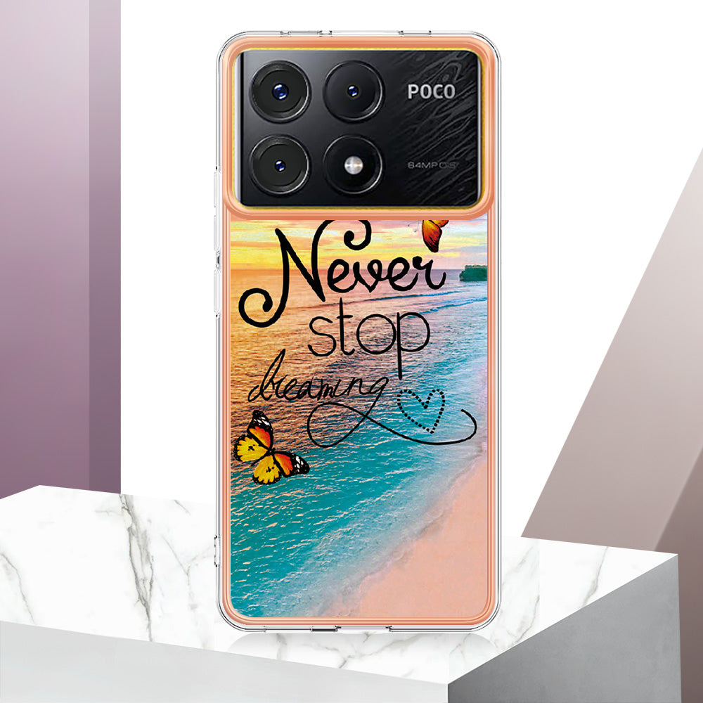 YB IMD Series-1 For Xiaomi Poco X6 Pro 5G / Redmi K70E 5G Electroplated Case with Marble Pattern - Never Stop Dreaming