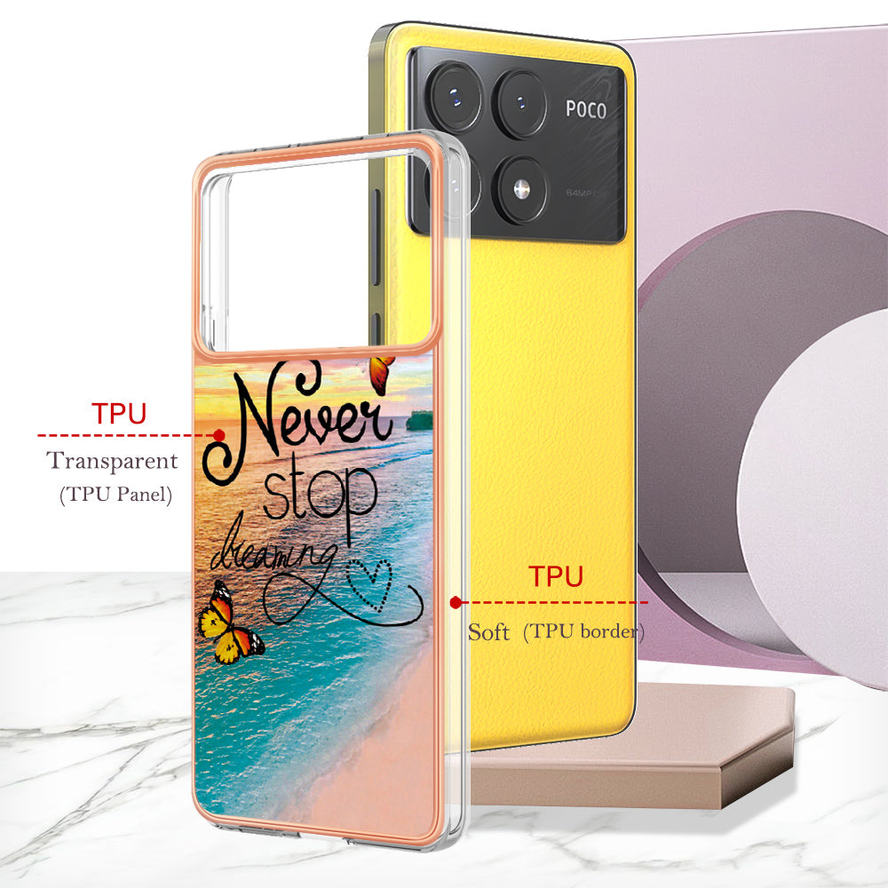 YB IMD Series-1 For Xiaomi Poco X6 Pro 5G / Redmi K70E 5G Electroplated Case with Marble Pattern - Never Stop Dreaming