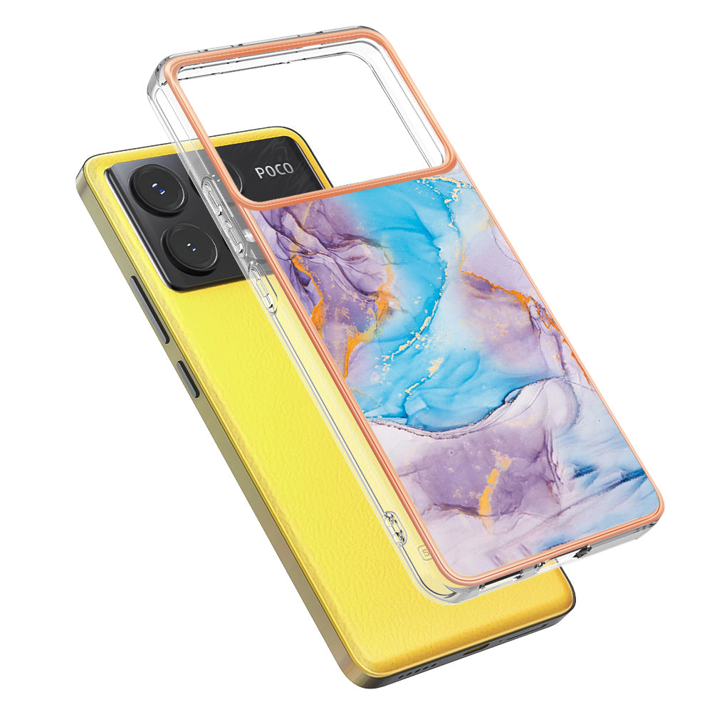 YB IMD Series-1 For Xiaomi Poco X6 Pro 5G / Redmi K70E 5G Electroplated Case with Marble Pattern -  Milky Way Marble Blue