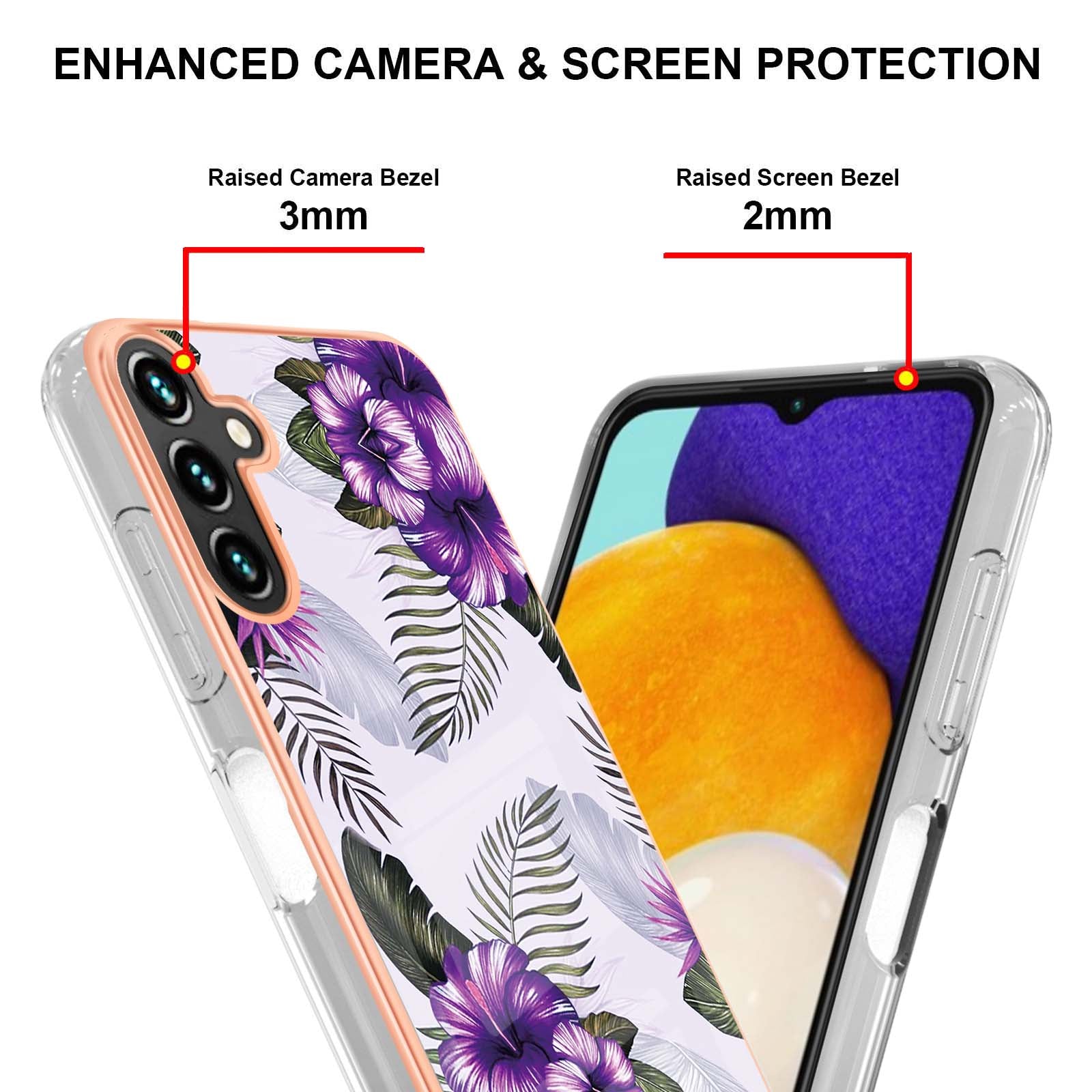 YB IMD Series-1 For Samsung Galaxy A55 5G Case Electroplated Slim Soft TPU Phone Shell - Purple Flower