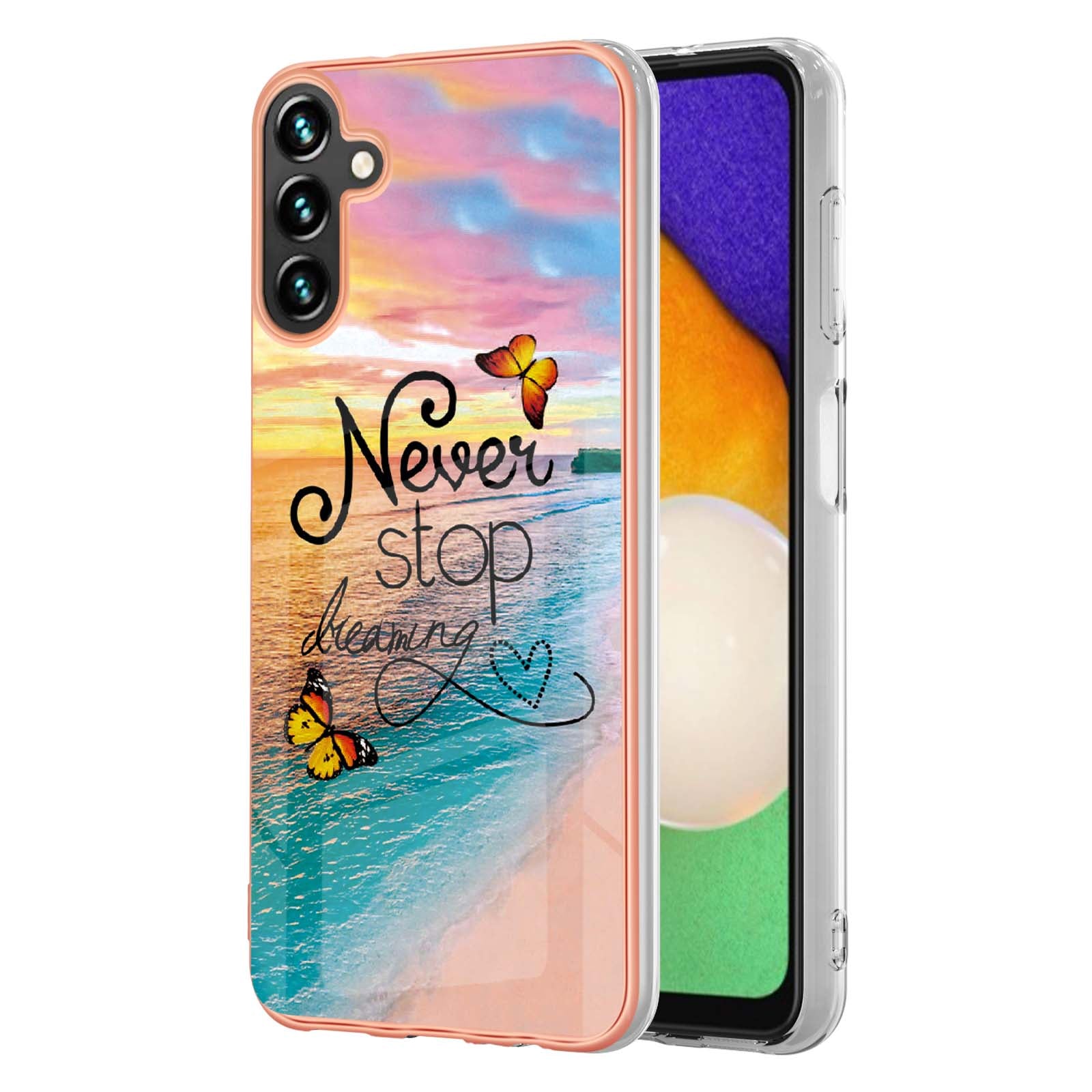 YB IMD Series-1 For Samsung Galaxy A55 5G Case Electroplated Slim Soft TPU Phone Shell - Never Stop Dreaming