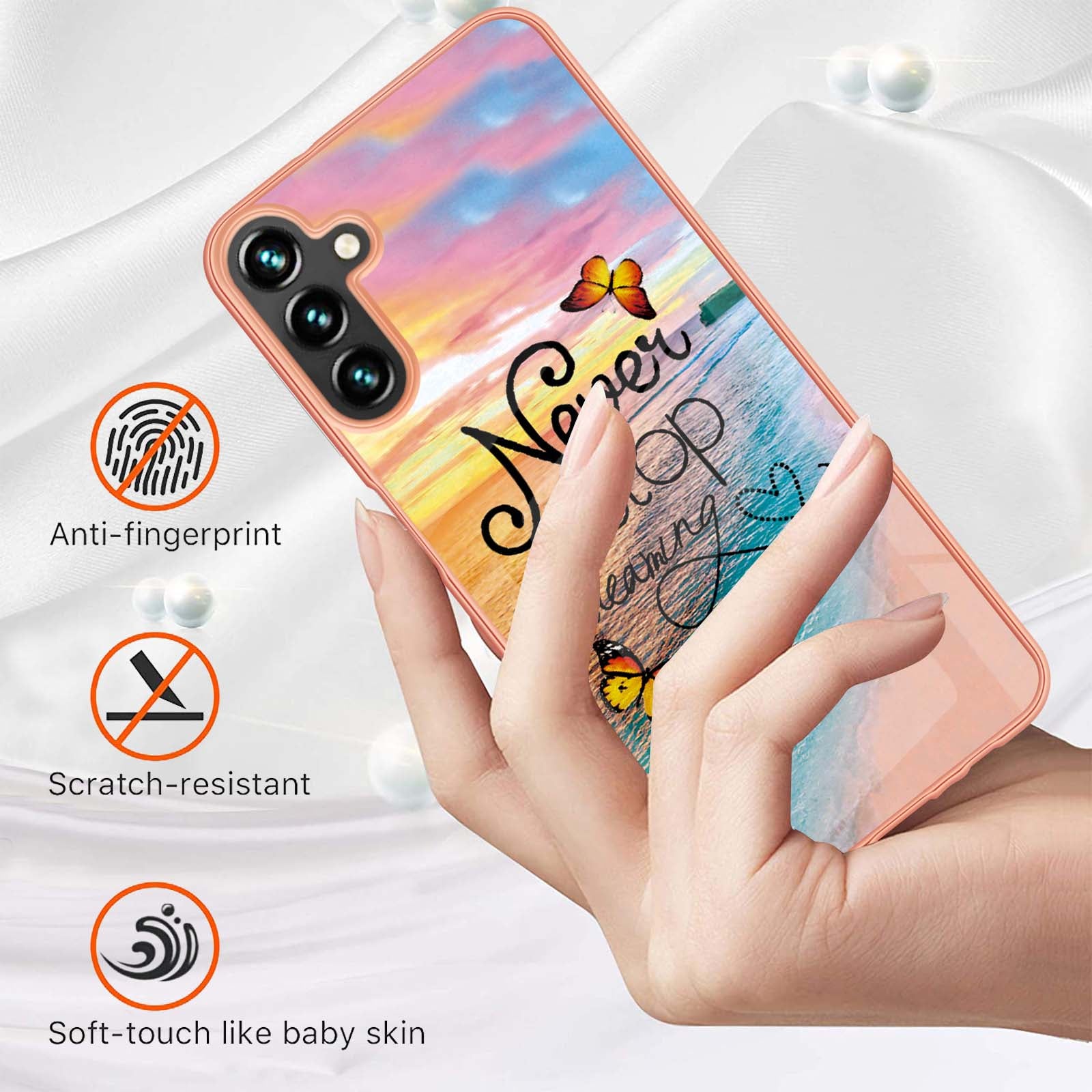 YB IMD Series-1 For Samsung Galaxy A55 5G Case Electroplated Slim Soft TPU Phone Shell - Never Stop Dreaming