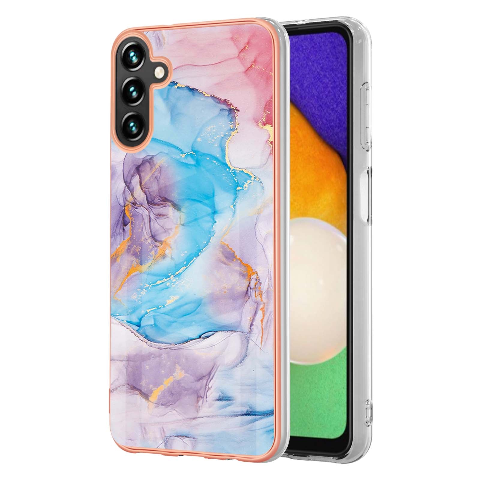 YB IMD Series-1 For Samsung Galaxy A55 5G Case Electroplated Slim Soft TPU Phone Shell - Milky Way Marble Blue