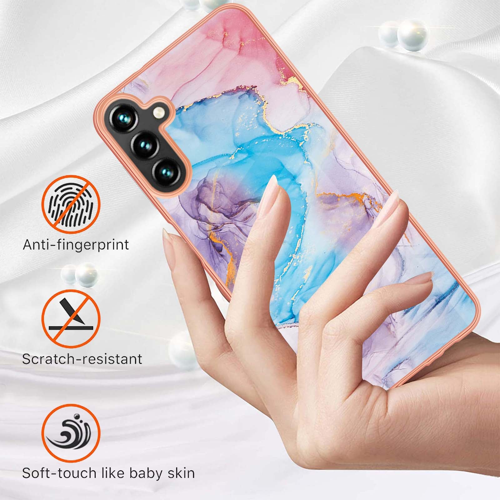 YB IMD Series-1 For Samsung Galaxy A55 5G Case Electroplated Slim Soft TPU Phone Shell - Milky Way Marble Blue