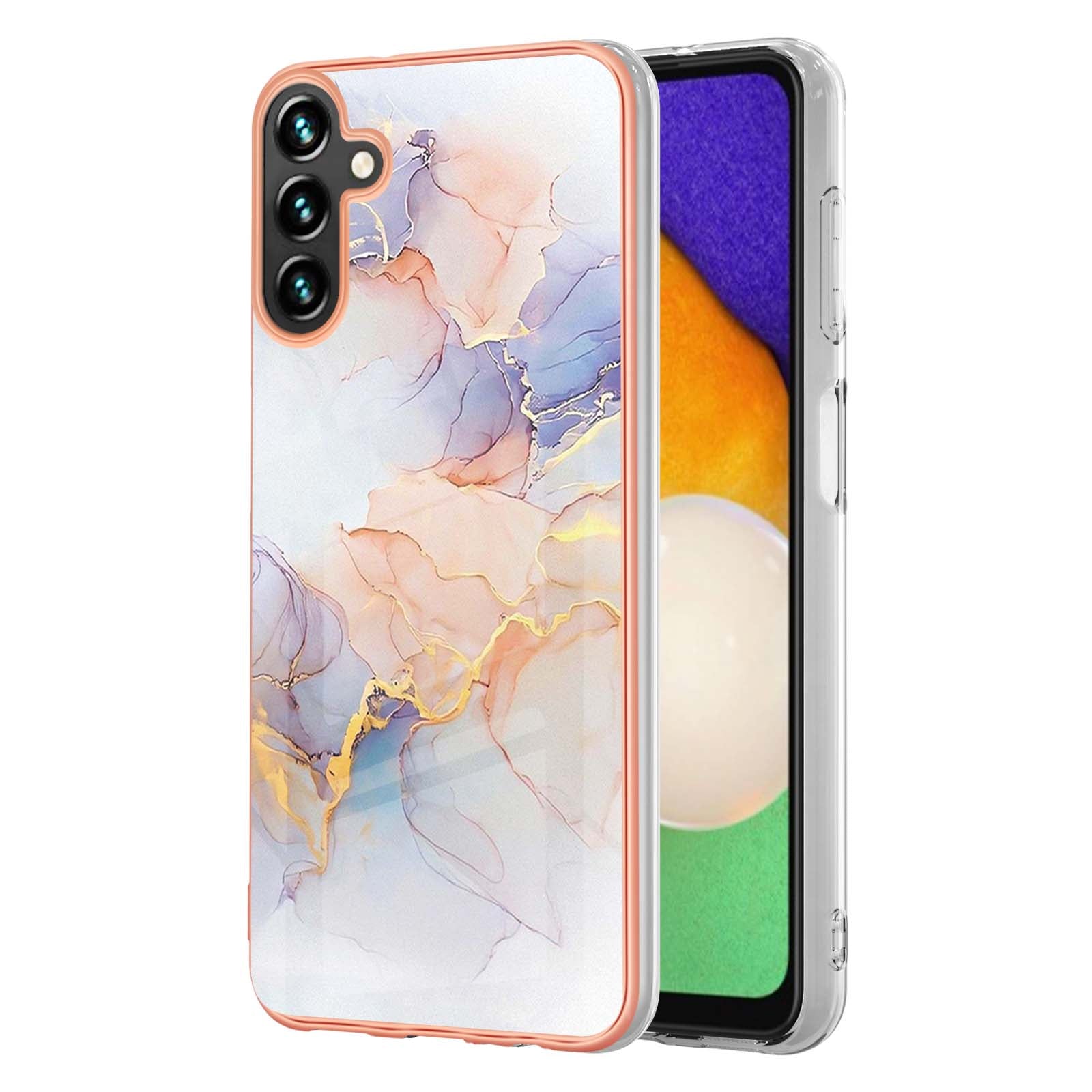 YB IMD Series-1 For Samsung Galaxy A55 5G Case Electroplated Slim Soft TPU Phone Shell - Milky Way Marble White