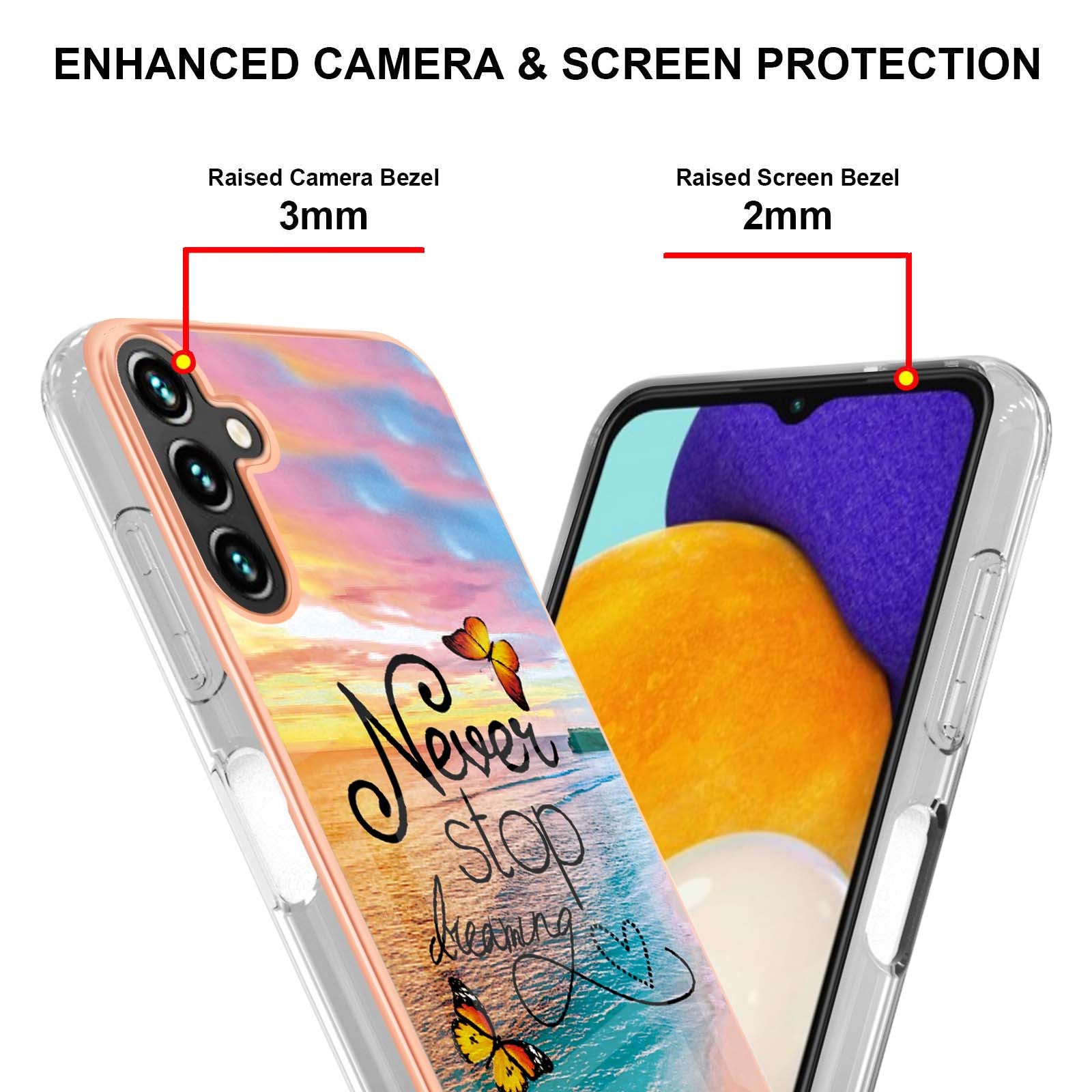 YB IMD Series-1 For Samsung Galaxy A35 5G Case Electroplating IMD Pattern TPU Phone Shell - Never Stop Dreaming